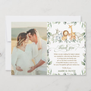 Greenery Jungle Animals Baby Shower Birthday Photo Thank You Card