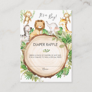 Greenery Jungle Animals Baby Shower Diaper Raffle Enclosure Card