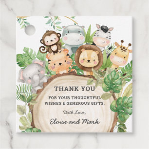 Greenery Jungle Animals Baby Shower Thank You Favo Favour Tags