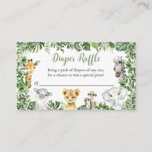 Greenery Jungle Safari Animals Diaper Raffle Enclosure Card