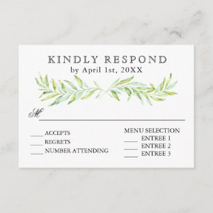 Greenery Laurel Wreath Wedding RSVP