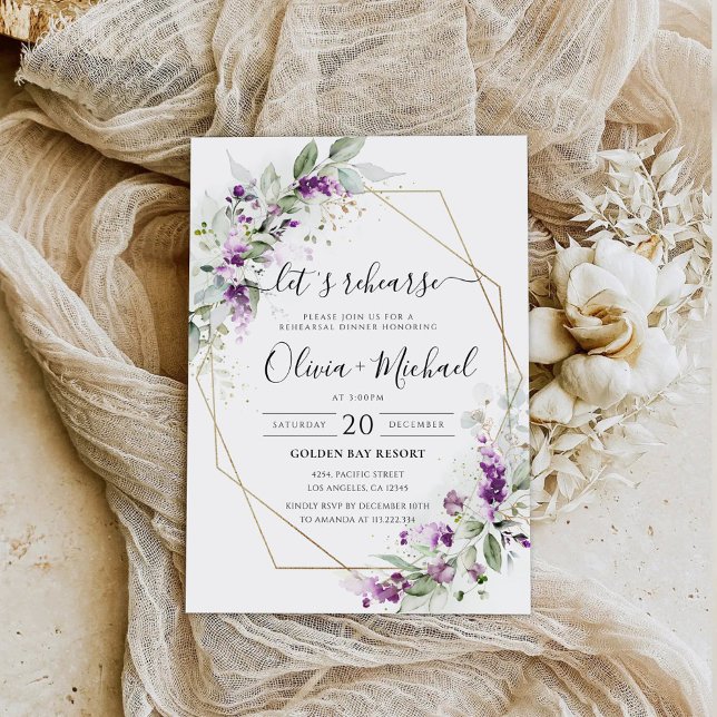 Greenery Lavender Rehearsal Dinner Invitation (Creator Uploaded)