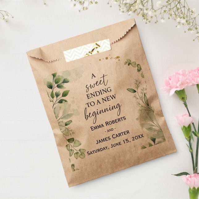 Greenery Leaf Wedding Favour Boxes Bag (Sealed)