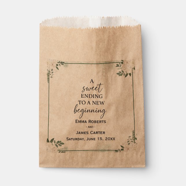 Greenery Leaf Wedding Favour Boxes Favour Bag (Front)