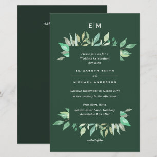 Greenery Leaves Budget Wedding Invitations A9