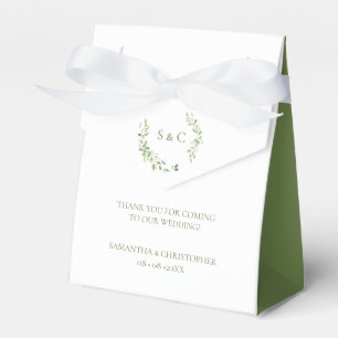 Greenery Leaves Elegant Monogram Wedding custom Favor Box
