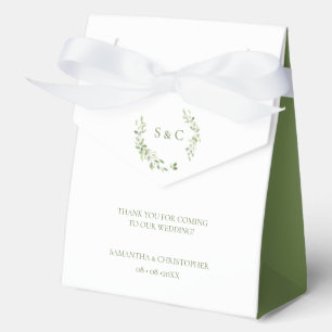 Greenery Leaves Elegant Monogram Wedding custom Favor Box