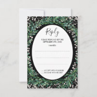 Greenery Leaves & Florets Monogram Black Reply