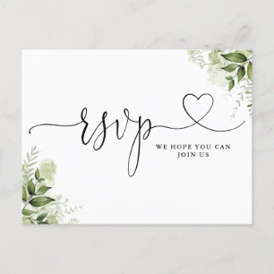 Greenery Leaves Heart Script Song Request Invitation Postcard