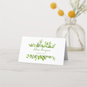 Greenery Leaves Minimal Wedding Place Card