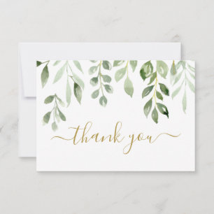 Greenery leaves thank you Note Card