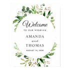 Greenery Leaves Wreath Wedding Welcome Sign