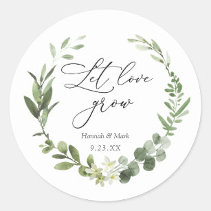 Greenery Let Love Grow Favour Classic Round Sticke Classic Round Sticker