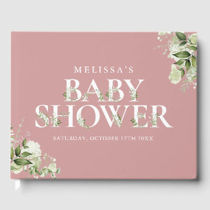 Greenery Letter Dusty Rose Pink Baby Shower Guest Book