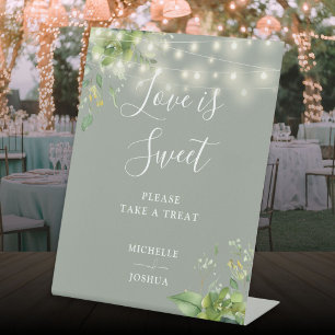 Greenery Lights Sage Green Love Is Sweet Favours Pedestal Sign