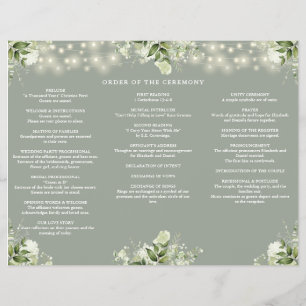 Greenery Lights Sage Green Trifold Wedding Program