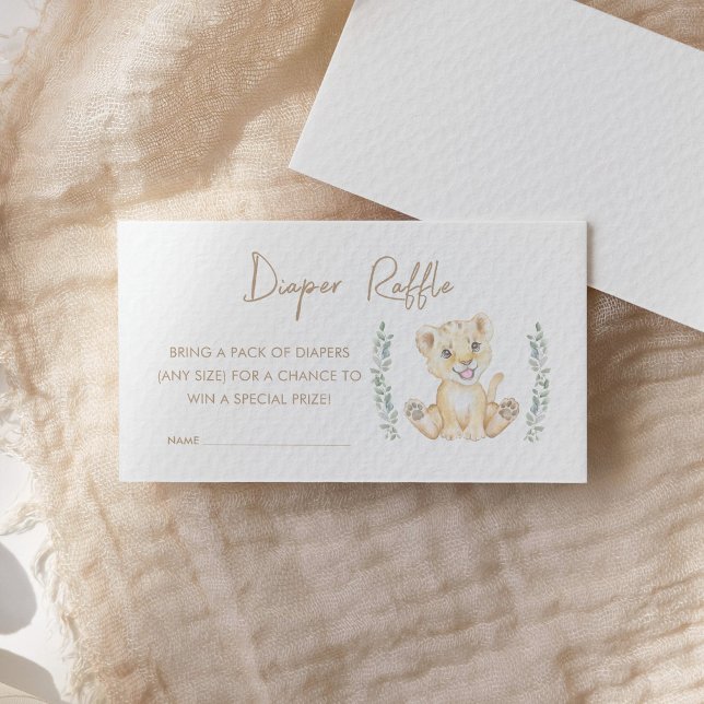 Greenery Lion Baby Shower Diaper Raffle Ticket Enclosure Card (Creator Uploaded)