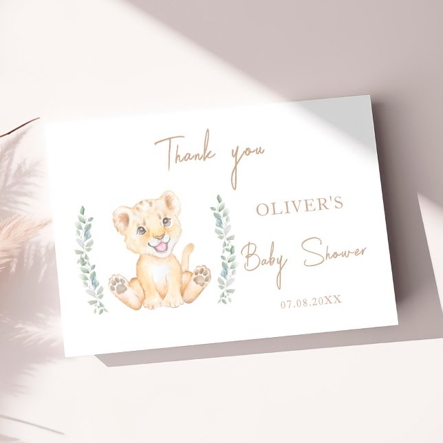 Greenery Lion Safari Boy Baby Shower Thank you (Creator Uploaded)