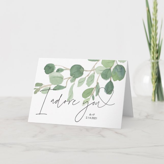 Greenery Love Card for Him, Anniversary Card (Front)