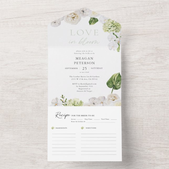 Greenery Love In Bloom Bridal Shower All In One Invitation (Inside)