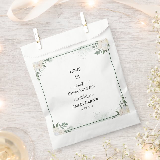 Greenery Love Is Sweet Favour Boxes Bag (Clipped)
