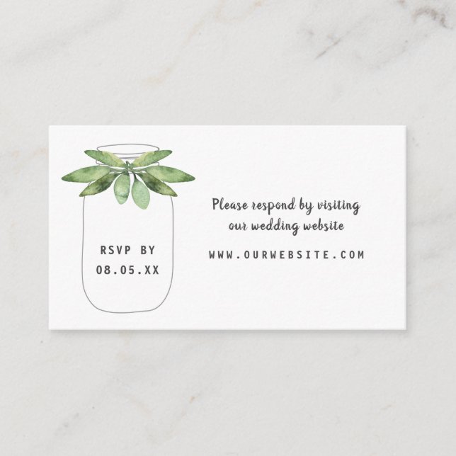 Greenery Mason Jar rsvp website card (Front)