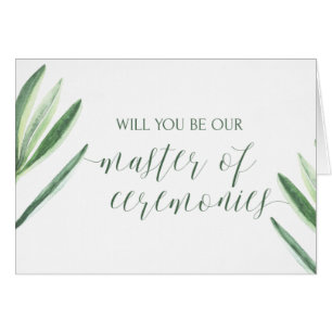 Greenery Master of Ceremonies Wedding Card