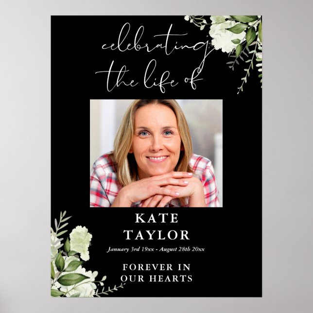 Greenery Memorial Celebration Of Life Photo Poster (Front)