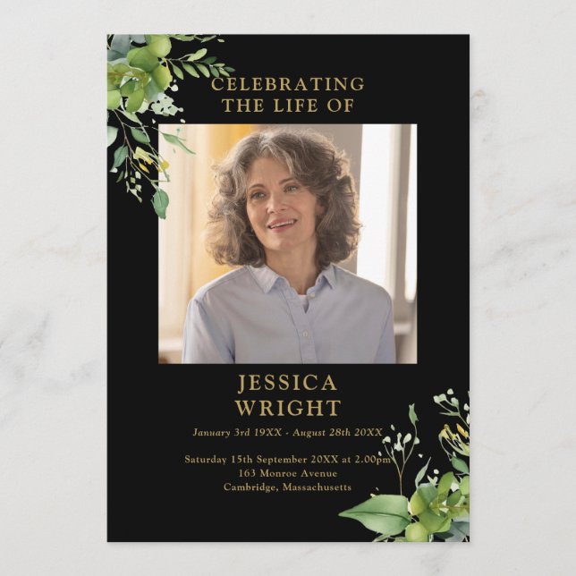 Greenery Memorial Funeral Order Of Service Program (Front)