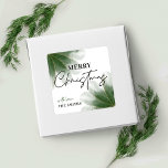 Greenery Merry Christmas Label Watercolor<br><div class="desc">Complete your Christmas gifts with a personalised watercolor background Christmas labels. This greenery Merry Christmas square sticker includes a green watercolor design and minimalist script font and a space for your name or family surname. The perfect finishing touch to your holiday gift packaging.</div>