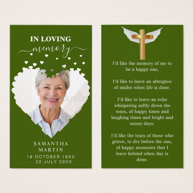 Greenery Minimal Memorial Funeral Bookmark (Front & Back)