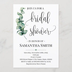 Greenery minimalist bridal shower wedding shower invitation