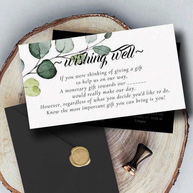 Greenery Minimalistic Wishing Well for Wedding Enclosure Card (Creator Uploaded)