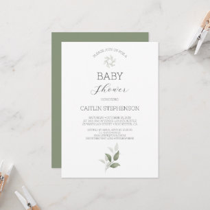  Greenery Modern Baby Shower  Invitation