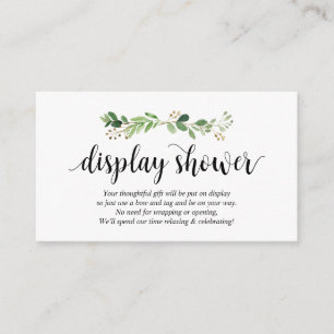 Greenery, Modern Black Script, Display Shower Enclosure Card