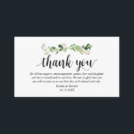 Greenery, Modern Black Script, Wedding Thank you Enclosure Card<br><div class="desc">This is the Greenery,  Modern Black script,  Wedding reception Enclosure Card. You can change the font colours,  and add your wedding details in the matching font / lettering. #TeeshaDerrick</div>