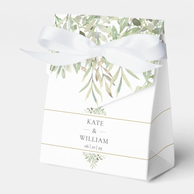Greenery Modern Elegant Thank You Wedding Favor Box (Front Side)