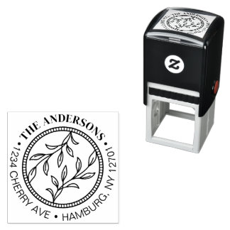 Greenery Modern Family Name Return Address Self-inking Stamp