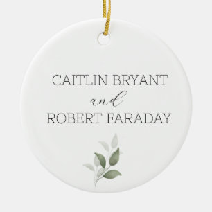 Greenery Modern Wedding Ceramic Ornament