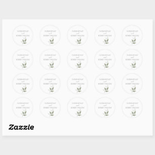 Greenery Modern Wedding Classic Round Sticker