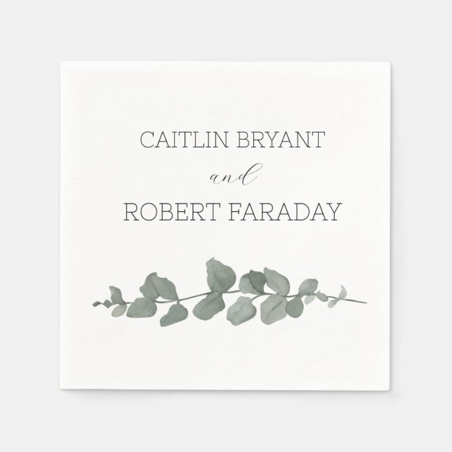  Greenery Modern Wedding  Napkin (Front)