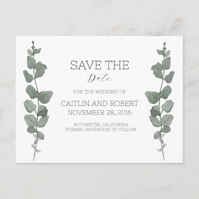 Greenery Modern Wedding Postcard (Front)