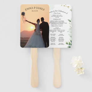 Greenery Modern Wedding Program Invitation Hand Fan