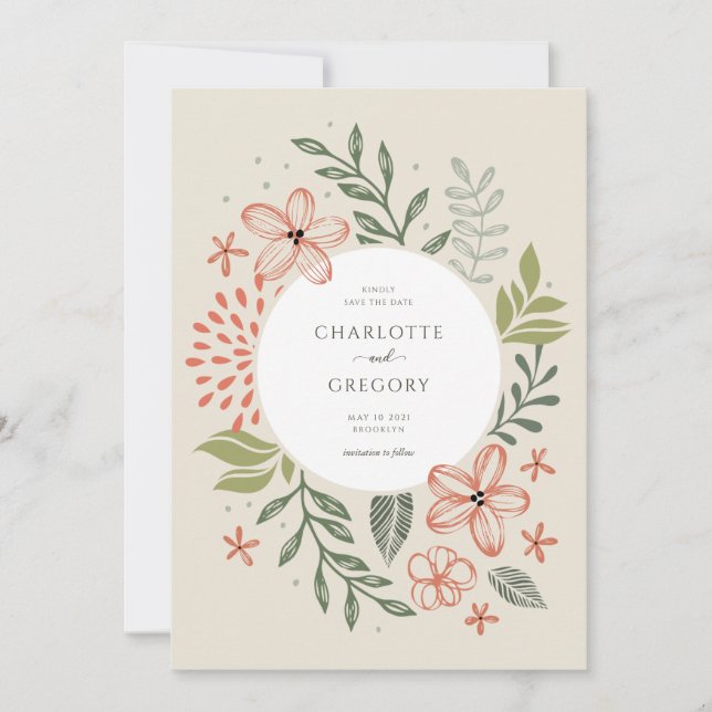 Greenery Modern Wedding Save The Date Invitation (Front)