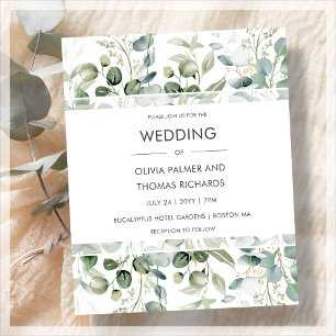 Greenery   Modern White Wedding Invitation