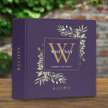 Greenery Monogram Purple And Gold Recipe Binder<br><div class="desc">Botanical watercolor greenery purple and gold monogram name recipe binder. Personalize with your initial and name to create a beautiful,  elegant binder that is unique to you. Perfect for home and business use. Designed by Thisisnotme©</div>