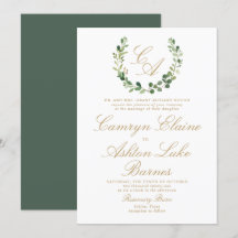 Greenery Monogram Wedding Invitation