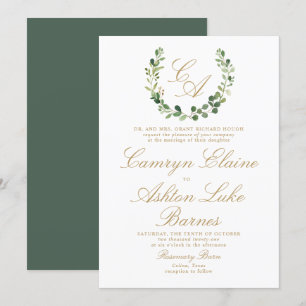 Greenery Monogram Wedding Invitation