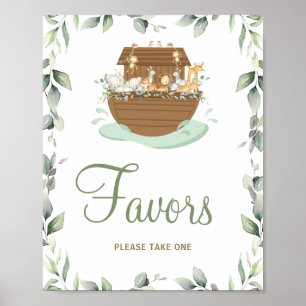 Greenery Noah's Ark Baby Shower Birthday Favours Poster