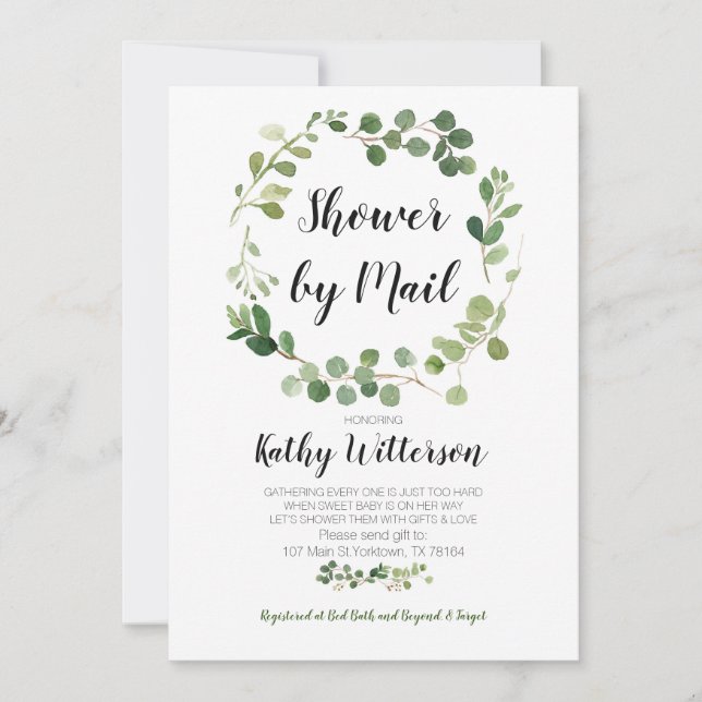 Greenery oh baby shower by mail invitation (Front)